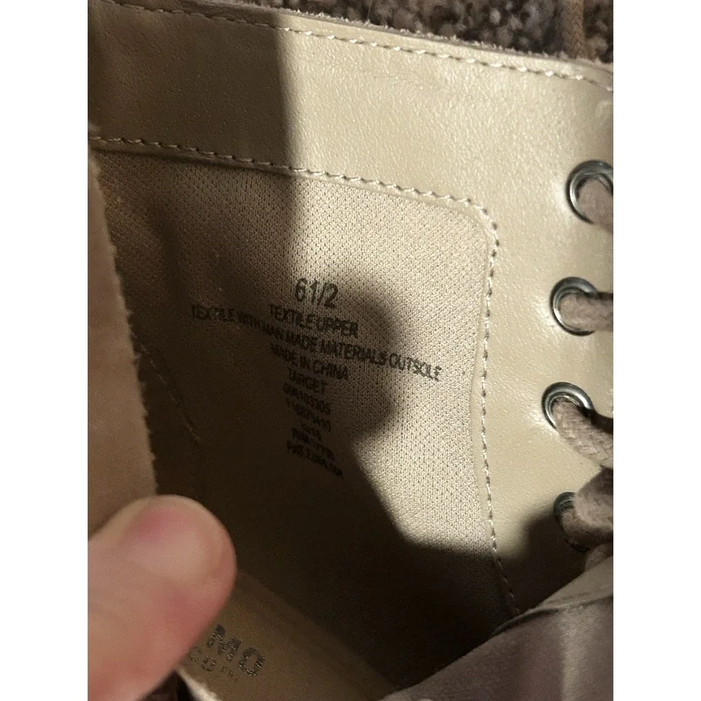 NEW Mossimo Boho Beige Open Toe Lace Up Suede Chunky Heel Ankle Booties 6.5